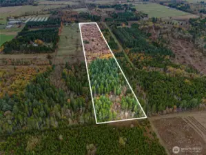 View from south end of property. Property lines approximate.