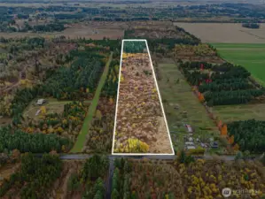 View from north end of property. Oyler Road is along northern boundary. Property lines are approximate.