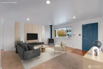 Front entry and living room - Virtually staged