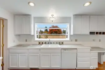 Big window in front of kitchen sink, great for natural light!