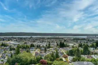 Commanding Views of Mountains, City and Harbor.