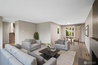 Virtually staged living and dining -