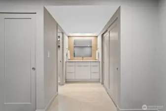 Two closets allow for ample space.