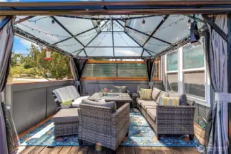Back patio covered gazebo for relaxing anytime of the year.