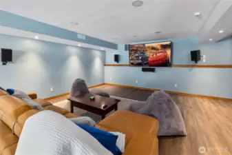 A fully finished basement that’s ideal for entertaining family and friends.