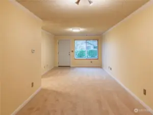 Long living and dining room combination.