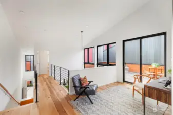 Upstairs, you'll discover an additional two bedrooms, a full bath, access to your roof deck, and a bonus flex space, providing ample room for relaxation, privacy, and versatile living.