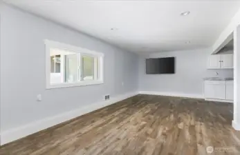 Lower level: TV stays.