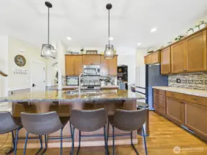 spacious kitchen with eating bar