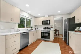 The newly remodeled kitchen