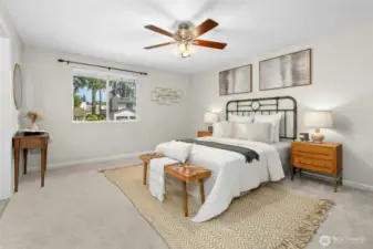 Upper level primary bedroom with ensuite bathroom