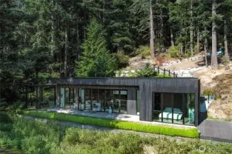 Drone view of this spectacular modern home