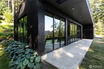 Back patio with wall of folding doors