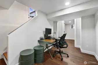 Finished lower level with office/flex space.