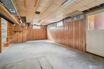The unfinished basement space is gushing with potential!