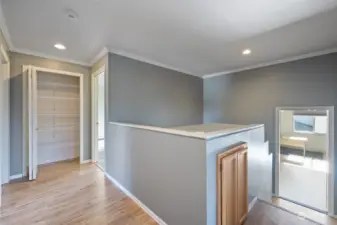 Upstairs hallway leading to the bonus room