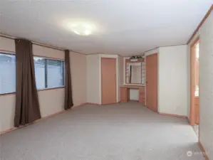 Primary bedroom, built in vanity and TWO closets!