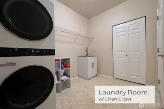 Spacious Utility Room with sink and Smart Washer and Dryer