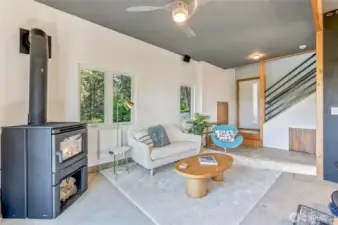 Living Room with Cozy Wood Stove
