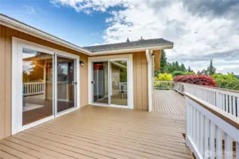 Left slider to room off kitchen, right slider to dining room.