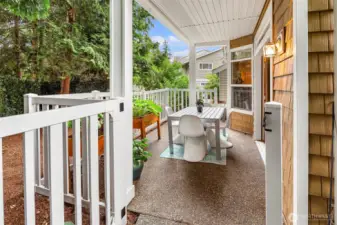 Standing just outside your patio space, looking back into your gorgeous covered patio.