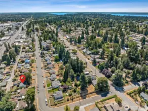 Looking south and west with Puget Sound near the top of this image.