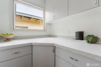 The window in the butler's pantry offering natural light.