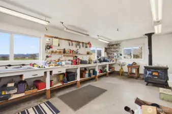 The workshop in the garage.