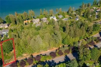 Lines are for general idea of lines only with Lot 16-A 5526 Puffin Place being the first one on the left. Puffin place is a private road and gated. These are duplex lots or a home and Casita (guest home). Elevated panoramic view site, with views well over the homes.