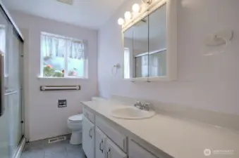 Main floor bathroom with walk-in shower