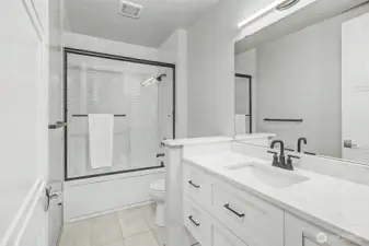 Well-appointed bathroom with modern fixtures and clean design.