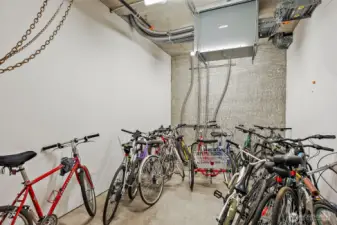 Secure bike storage supports an active, waterfront lifestyle.