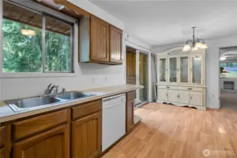 Enjoy the peaceful views from the dual stainless steel kitchen sink.