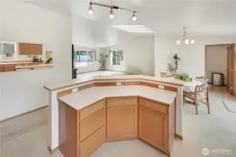 The eat-in island is always a gathering place. With additional counter and storage space, this island is functional and a place to gather.