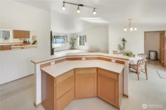 The eat-in island is always a gathering place. With additional counter and storage space, this island is functional and a place to gather.