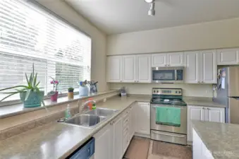 Another look at the kitchen, stainless steel appliance.
