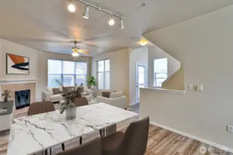 Dining room looking into living room.