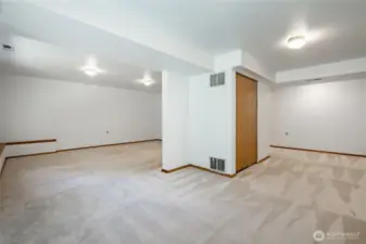 Large lower level. Furnace and water heater located in closet
