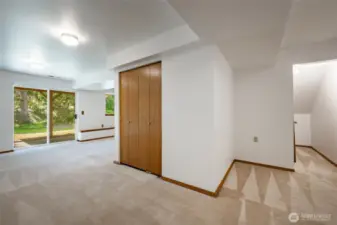 Large lower level with slider to patio in the back yard.