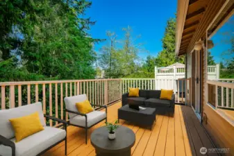 Virtually Staged: Large composite deck on the back of home.