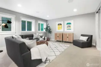 Lower level rec room is a great place to escape.