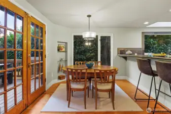 The french doors open to the double decks.