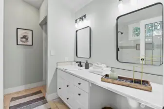 Bright and shiny remodeled bathroom