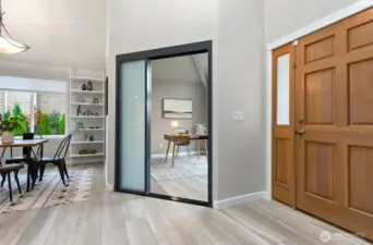 This newly installed glass sliding door creates ultimate privacy for your office or gym.