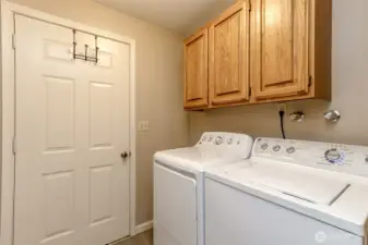 The laundry area has a door to the back yard.