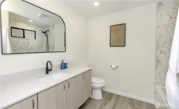 Primary bath with custom cabinets