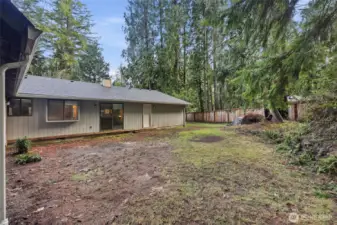 The back yard has significant privacy, and space to create an oasis to your personal appeal.