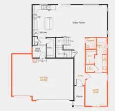 Floor one with Jr Suite + 3-car garage   option/layout