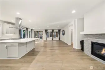 Kitchen, living, and dining Room view