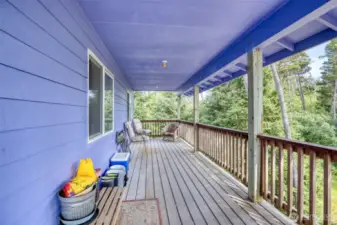 Covered composite deck.